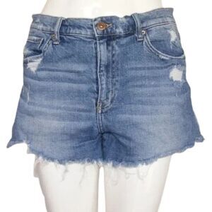PISTOLA Denim Shorts, 29, Cut offs, Zipper fly, Fringe/Raw hem, Pockets, Blue